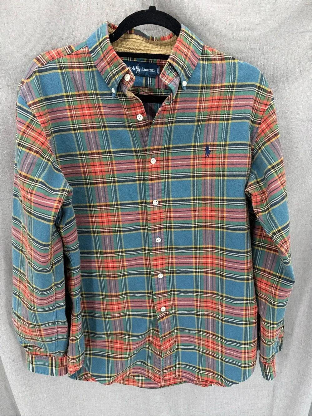 Ralph Lauren Mens Pony Shirt Plaid Pattern Long Sleeve Button down Sz medium